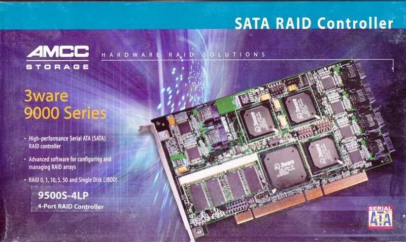 AMCC 3WARE 9500S-4LP  PCI-64BIT SATA RAID CONTROLLER 701-0190-04 A - NEW, OPEN