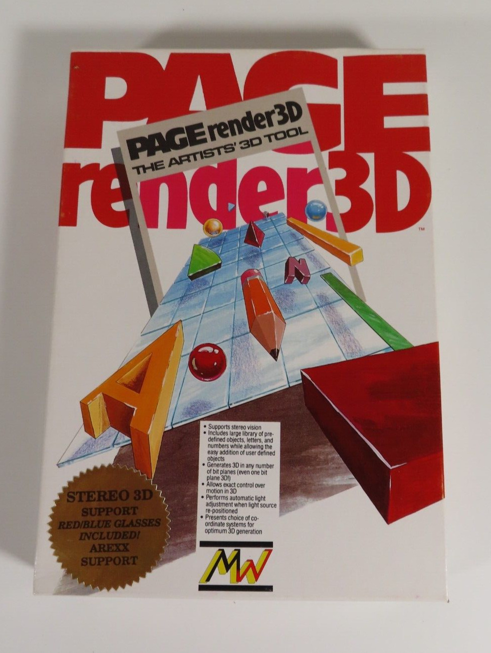 Page Render 3D Mindware Internal 3.5” Floppy Disk Amiga 500 1000 2000 Software