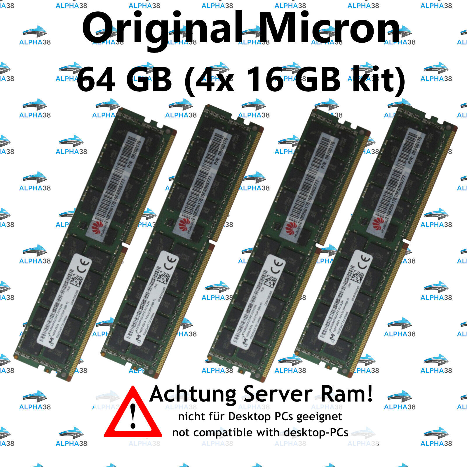 Micron 64 GB (4x 16 GB) 2133 DDR4 ECC HP Work Station Z440 Z640 Z840 Server RAM