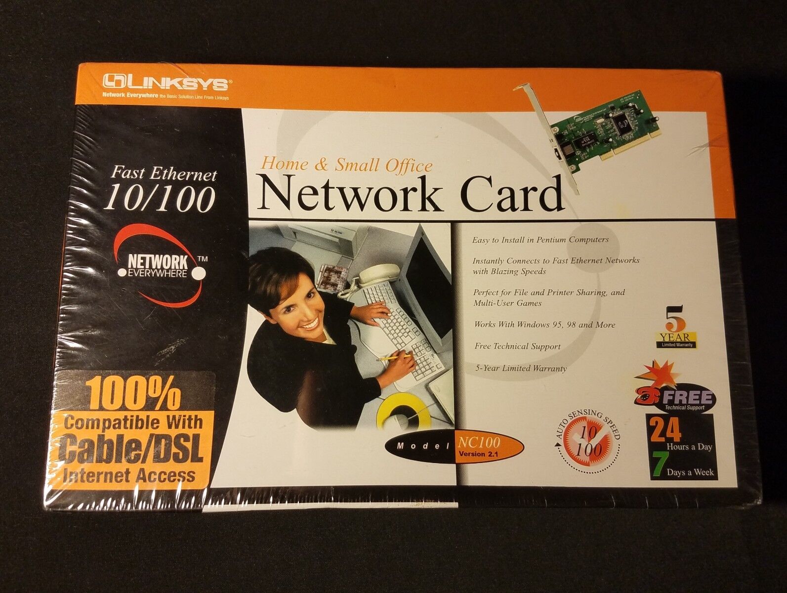 LinkSys Fast Ethernet 10/100 Home and Small Office New Sealed Network Card NOS