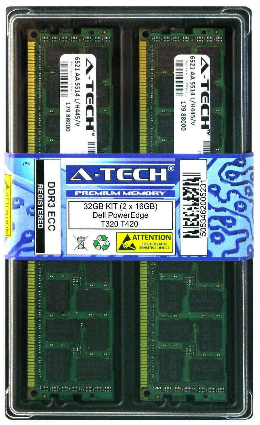 32GB 2x 16GB Dell PowerEdge T320 T420 T610 T620 Memory RAM DDR3 PC3-8500 ECC REG