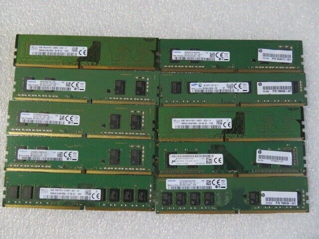 Lot of 10 4GB DDR4 Desktop RAM Sticks - (Mixed Brand and Speed)