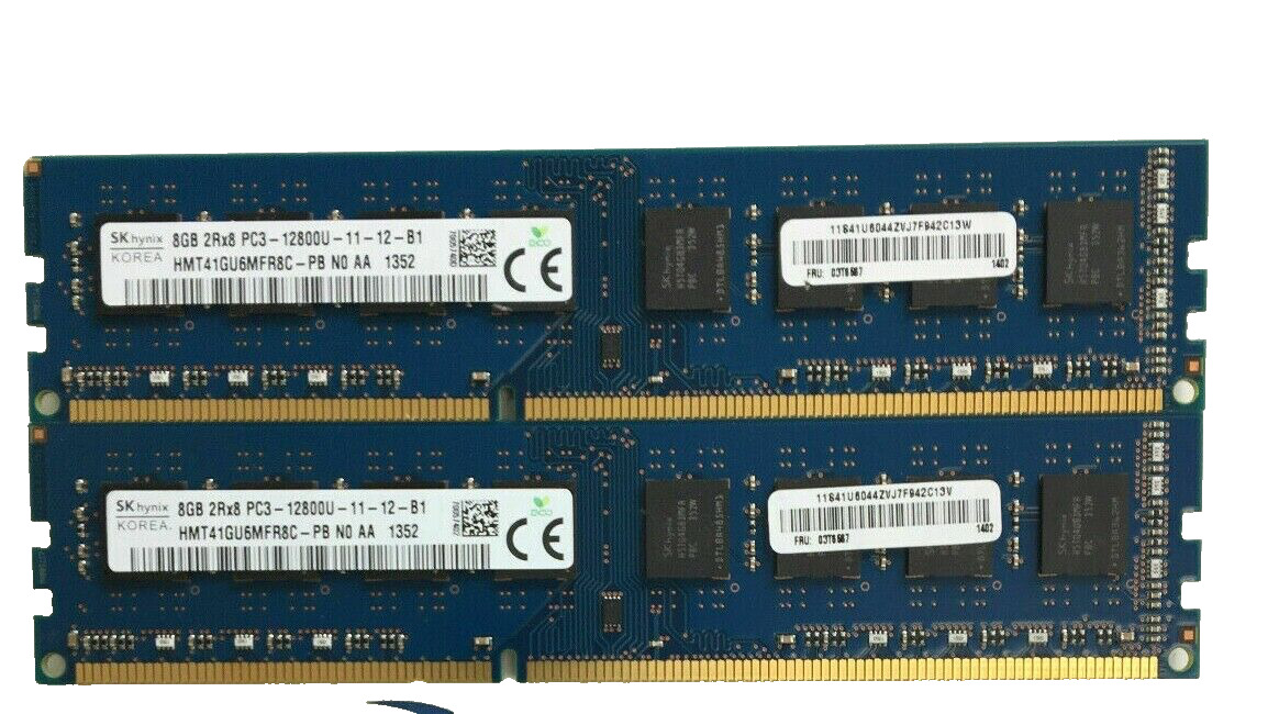 LOT OF(2)SK hynix 8gb (2x4Gb) 1rx8 pc3l-12800s  DDR3-1600 HMT451S6BFR8C
