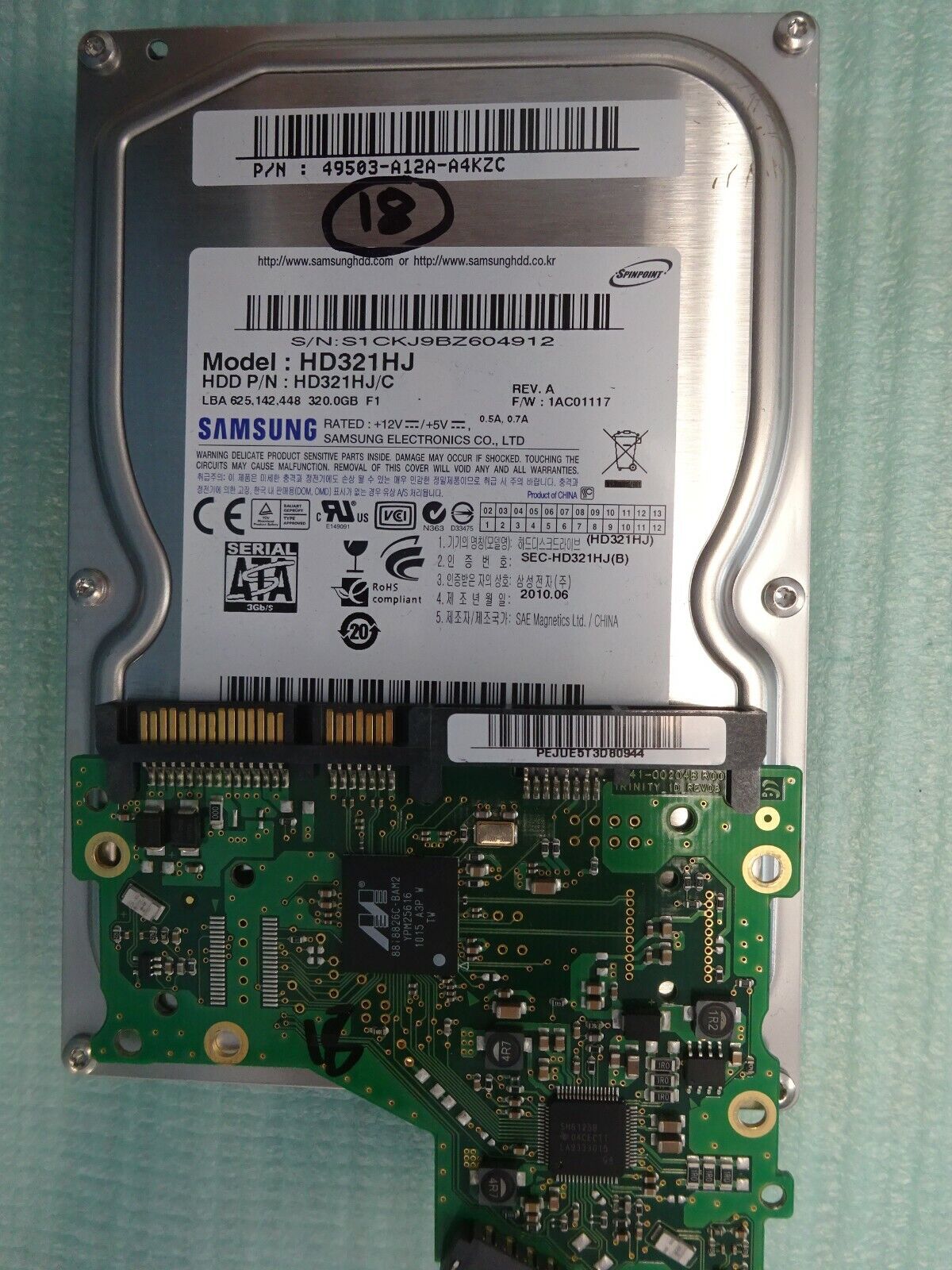 SAMSUNG HD321HJ 320GB SATA PC BOARD ONLY (No Hard Drive)