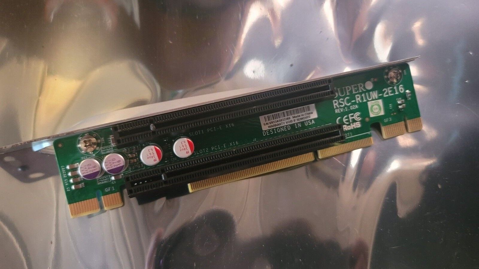 SUPERMICRO RSC-R1UW-2E16 REV 1.10 RIGHT ANGLED 1U RISER CARD PCIe 3.0 x8