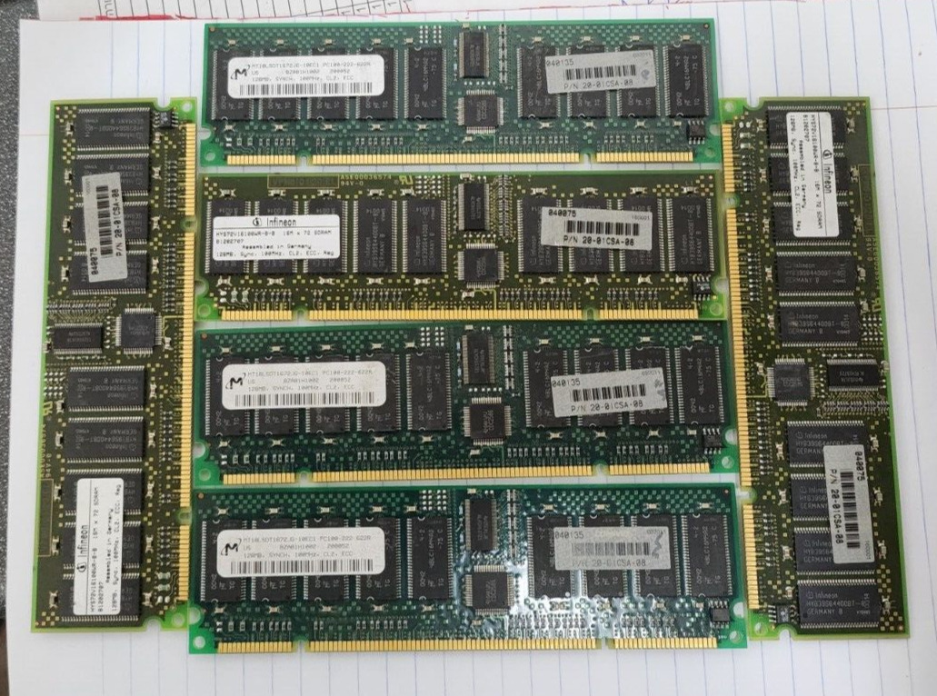6x DEC 20-01CSA-08 128MB 100MHz 200Pin Sync CL2 REG ECC Server Memory Modules