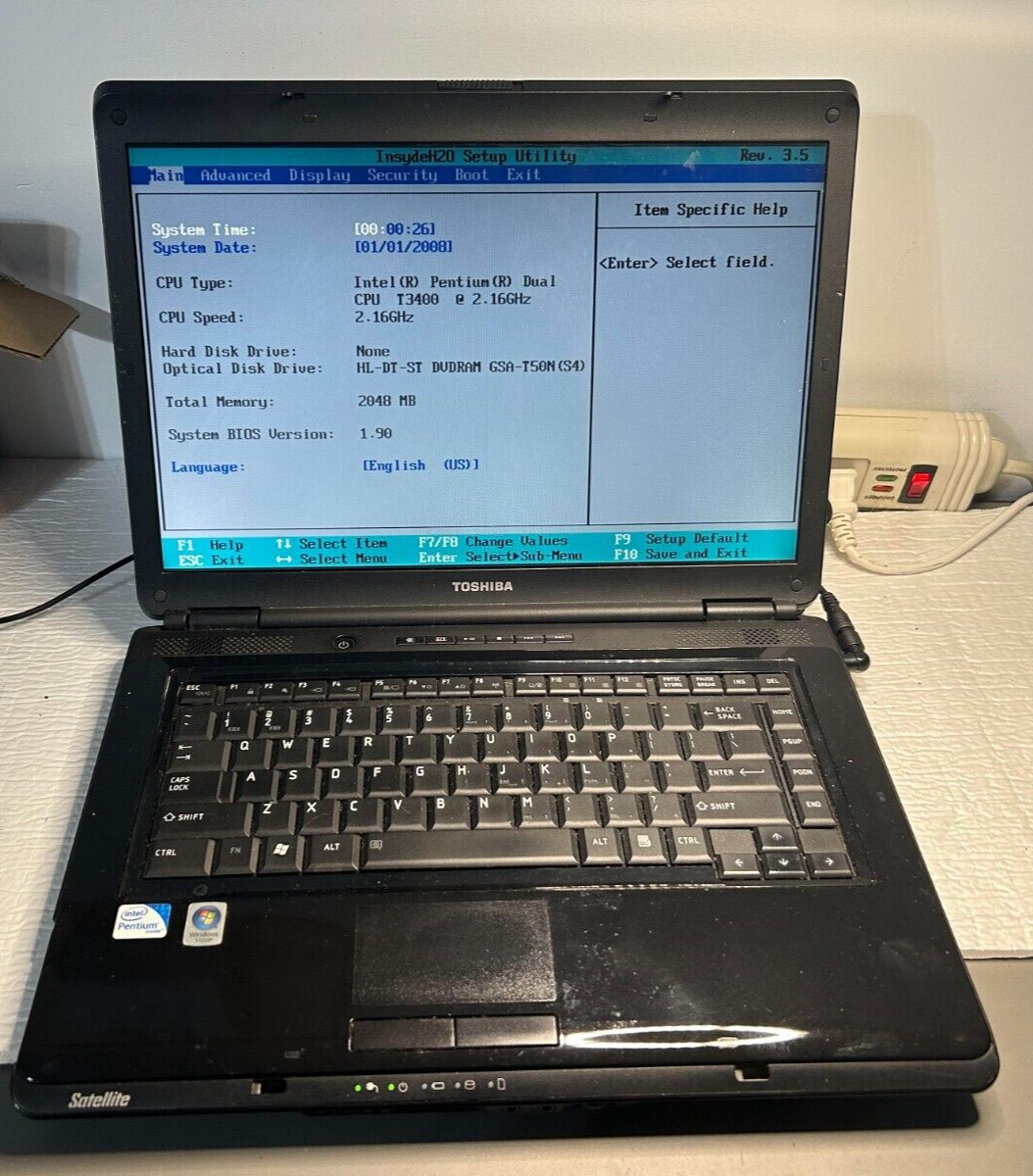 Toshiba l305-S5921 Laptop Intel Pentium T3400 2.16GHz NO RAM NO HDD NO BATTERY