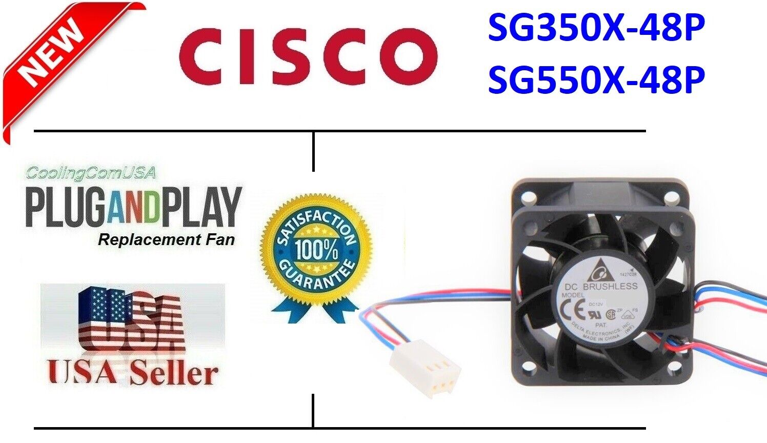 1x New Replacement Fan for Cisco SG350X-24P SG350X-48P SG550X-48P