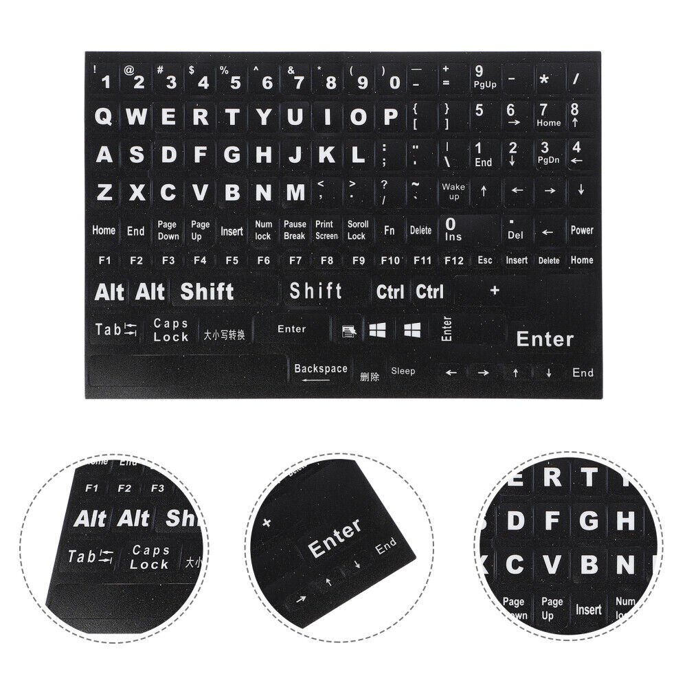  Black Keyboard English Stickers Letter Replacement for Laptop Notebook