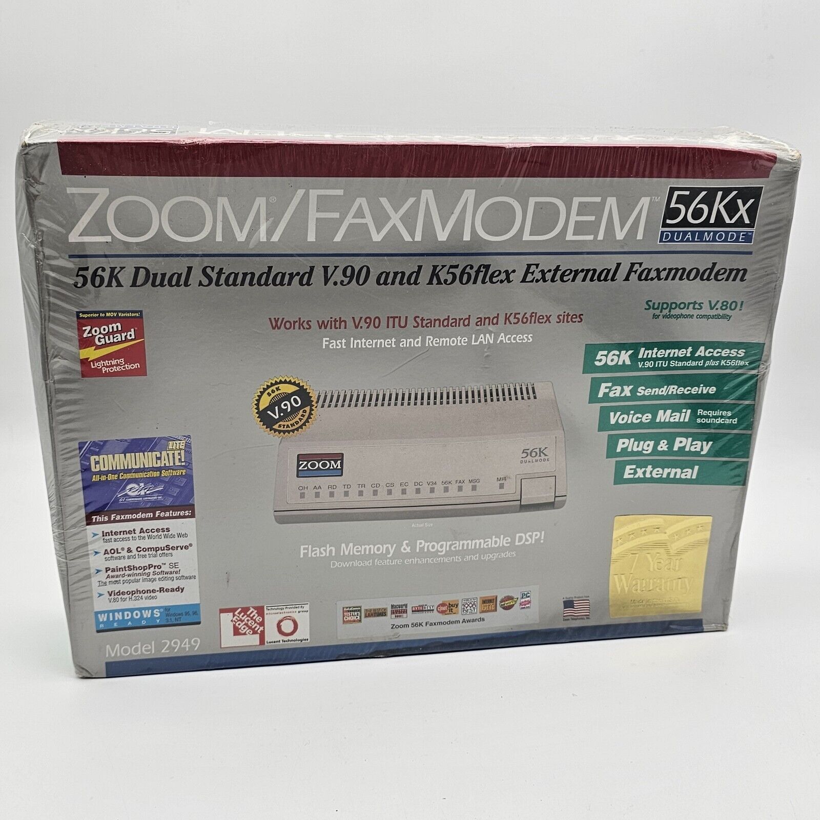 Zoom/FaxModem 2949 56Kx Dual Mode for PC V.80 Vintage New Factory Sealed