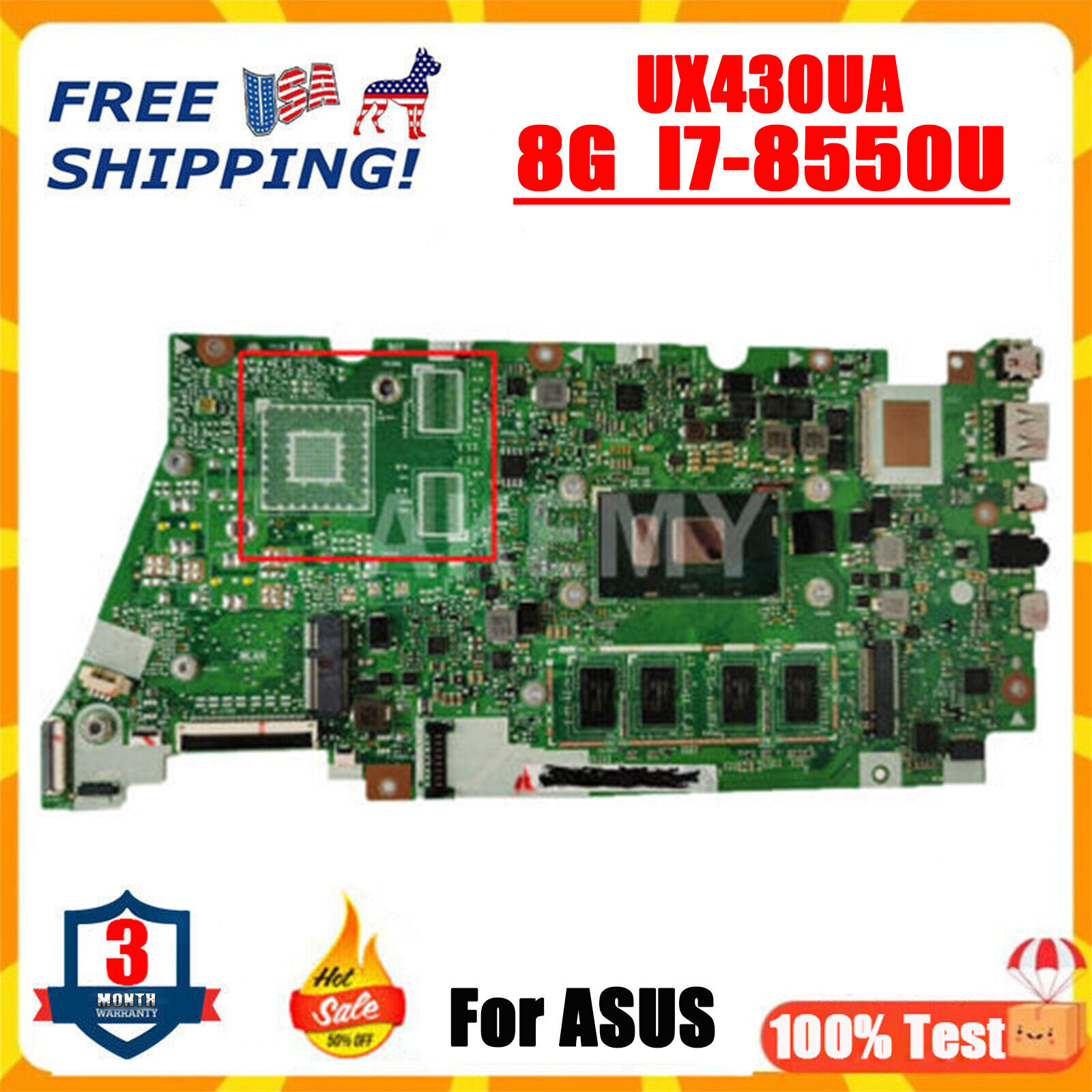 UX430UA for ASUS UX430U UX430UQ UX430UN UX430UAR Motherboard 8G I7-8550U