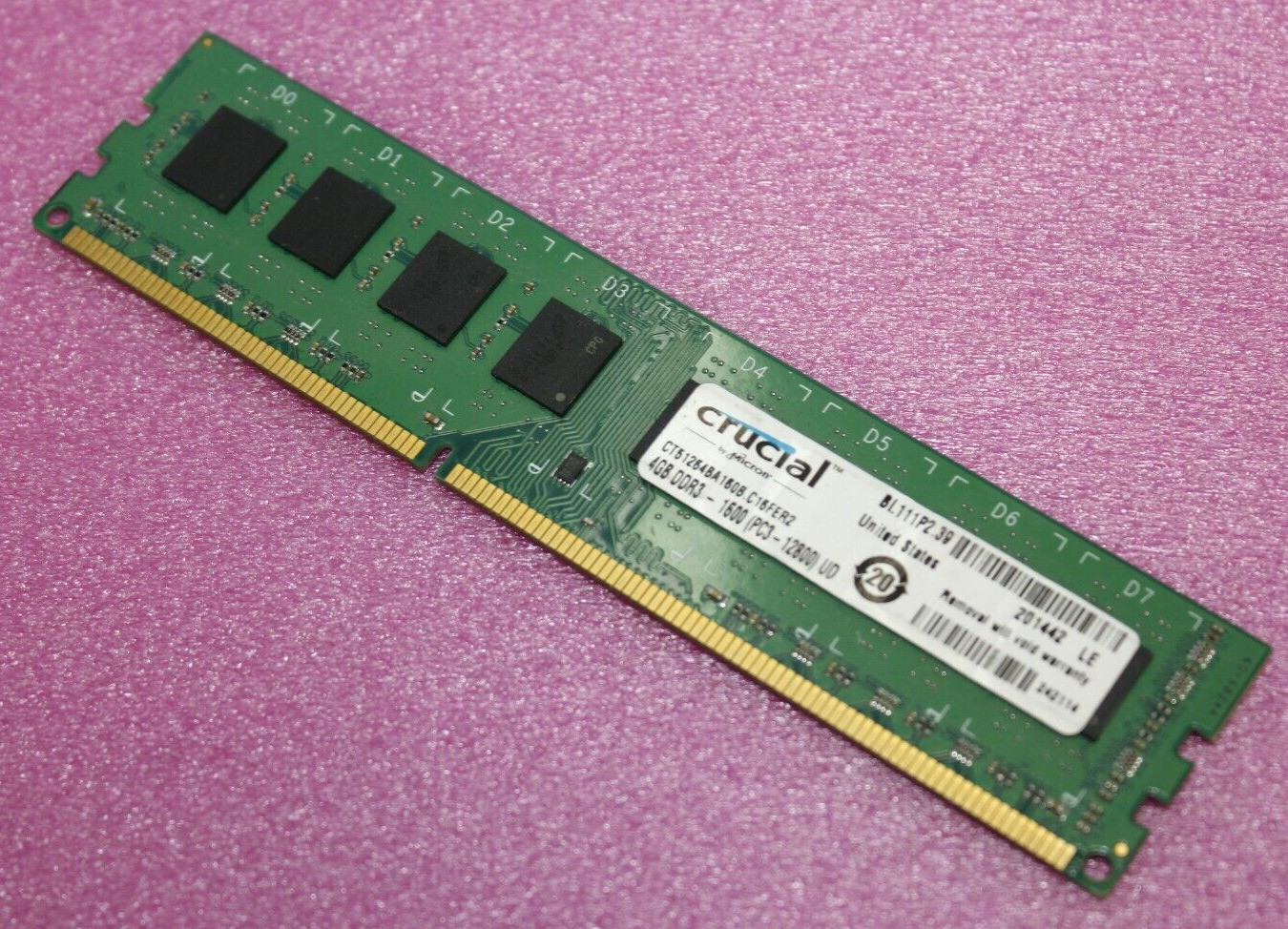 Crucial 8GB DDR3 PC3L-12800 1600mhz Desktop Memory Ram CT51264BA160B.C16FER2