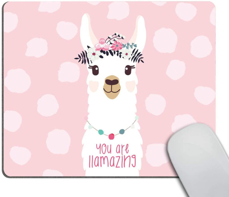Smooffly Funny Quote Mouse Pad Cute Llama Design Mousepad Non-Slip Rubber Gaming