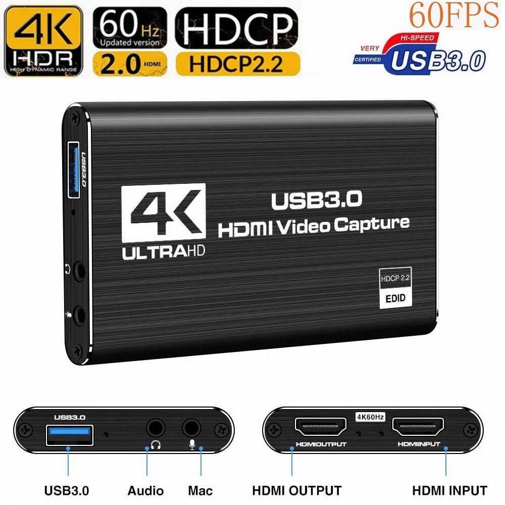 4K 1080P 60FPS HDMI to USB 3.0 Video Capture Card For PS4/PC/OBS Nintendo Switch