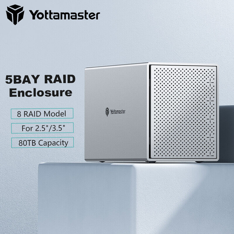 Yottamaster 5 Bay RAID USB 3.1 C Hard Drive Enclosure Fits 2.5/3.5\