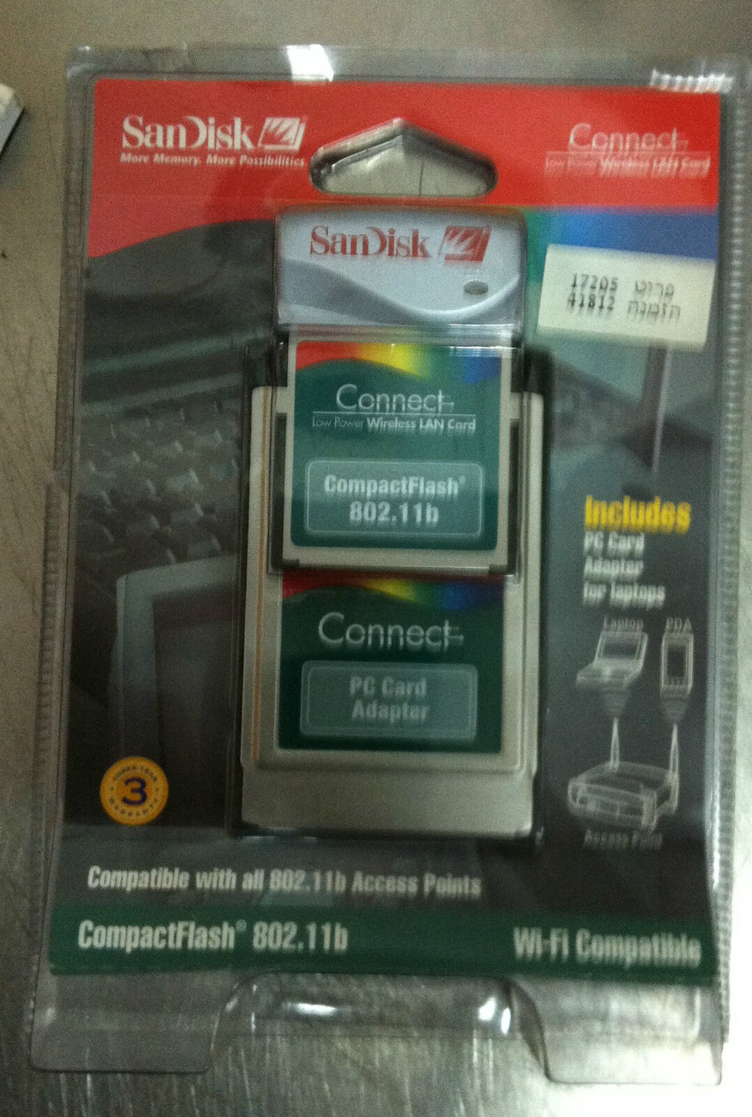 SanDisk Connect low power Wireless 802.11B FC Card w/Adapter SDWCFB-000-485 NEW