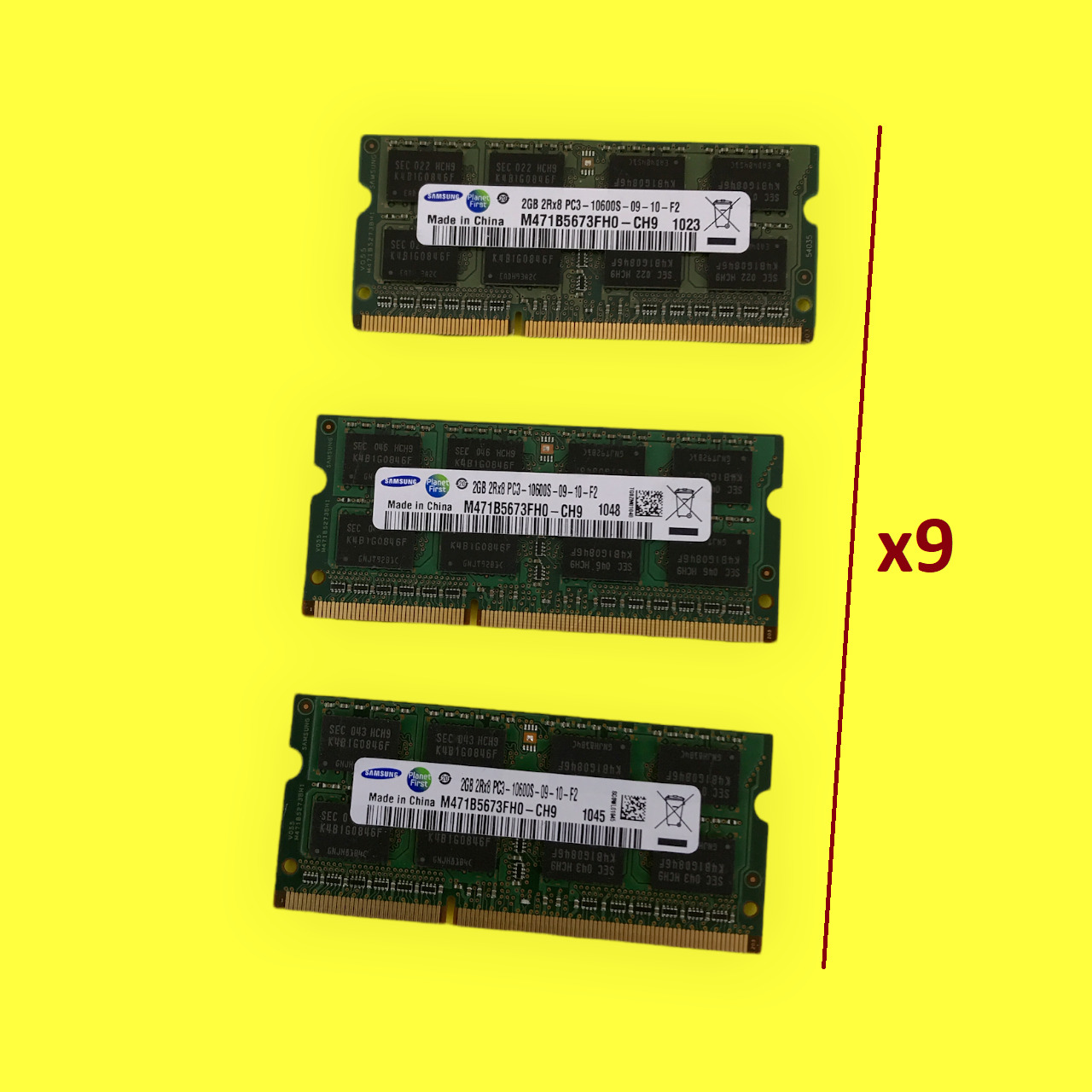 Lot of 27 Laptop RAM Memory Samsung 6GB (3x2GB) M471B5673FH0-CH9 #1284 z64b5