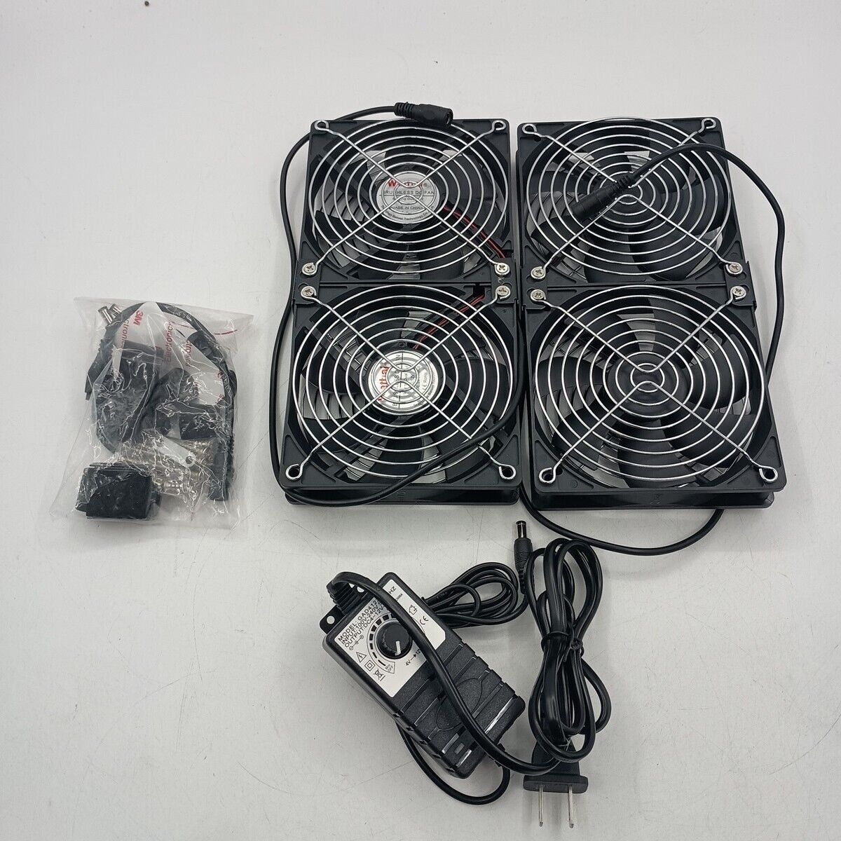 Big Airflow 4X 120Mm Fans with 100V-240V AC Powered Speed Controller for DIY GPU