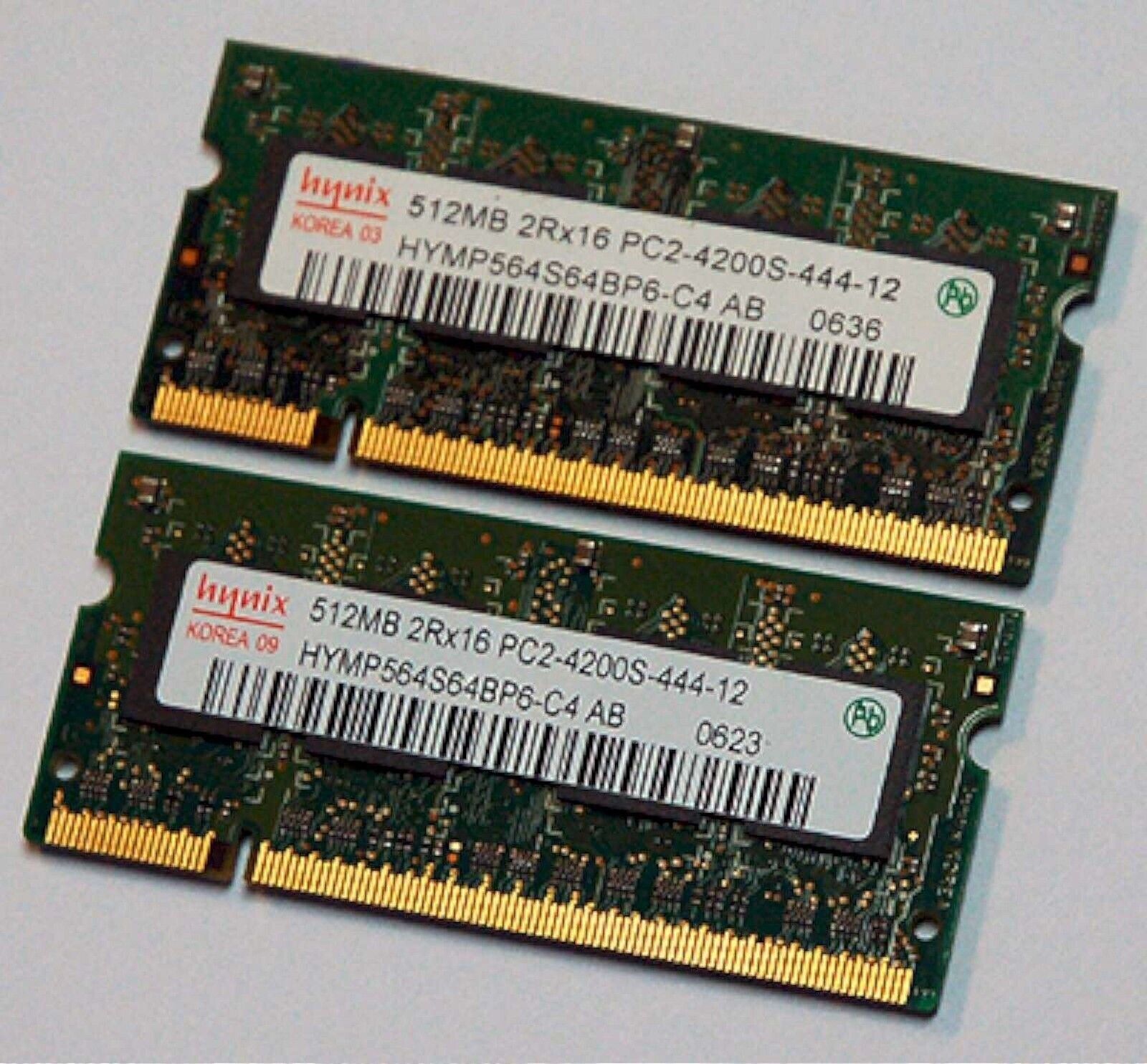 HYNIX Laptop 1GB DDR2 PC4200 RAM 2 X 512MB Sticks V000061770 Pair PC2-4200S-444