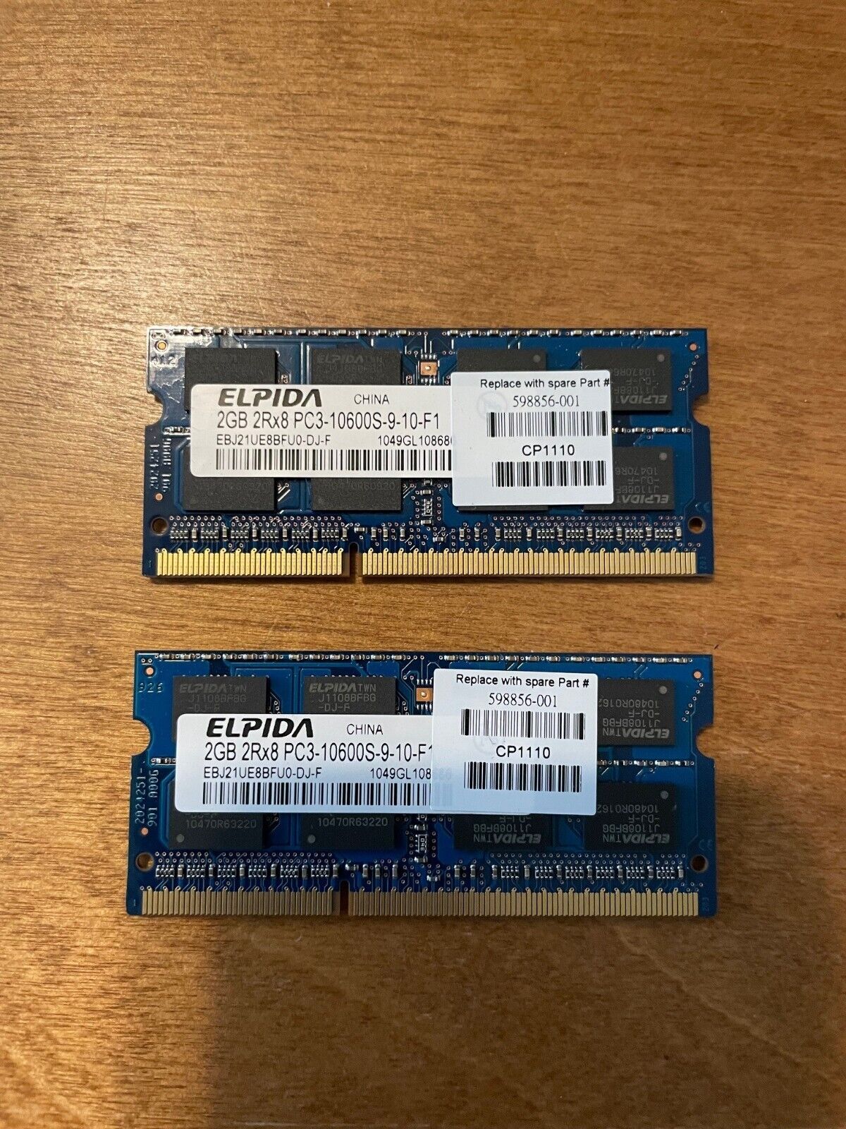 Elpida 4GB 2x2GB 2Rx8 PC3-10600S-9-10-F1 Laptop Memory RAM
