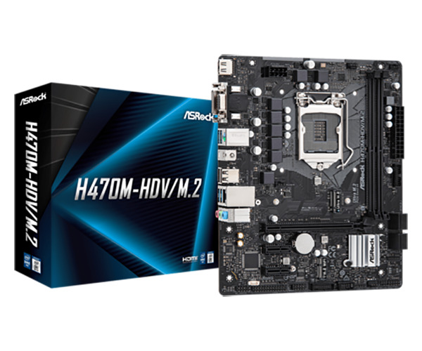 ASROCK H470M-HDV/M.2 motherboard Intel H470 M-ATX LGA1200 DDR4 M.2 D-Sub DVI-D