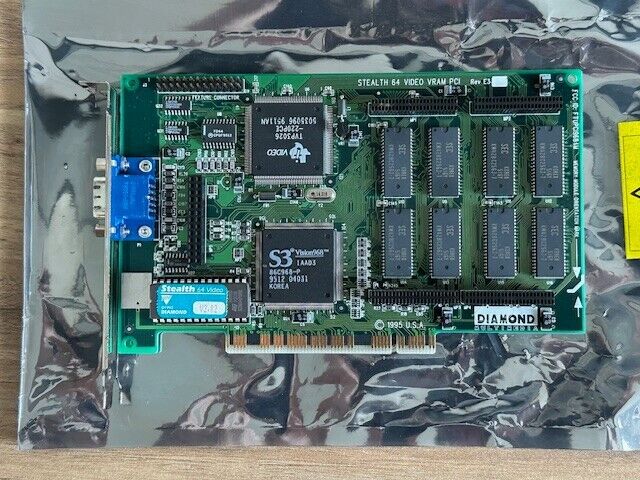 1995 Vintage Diamond Stealth 64 Video Graphics Card with Memory Module Rev E3