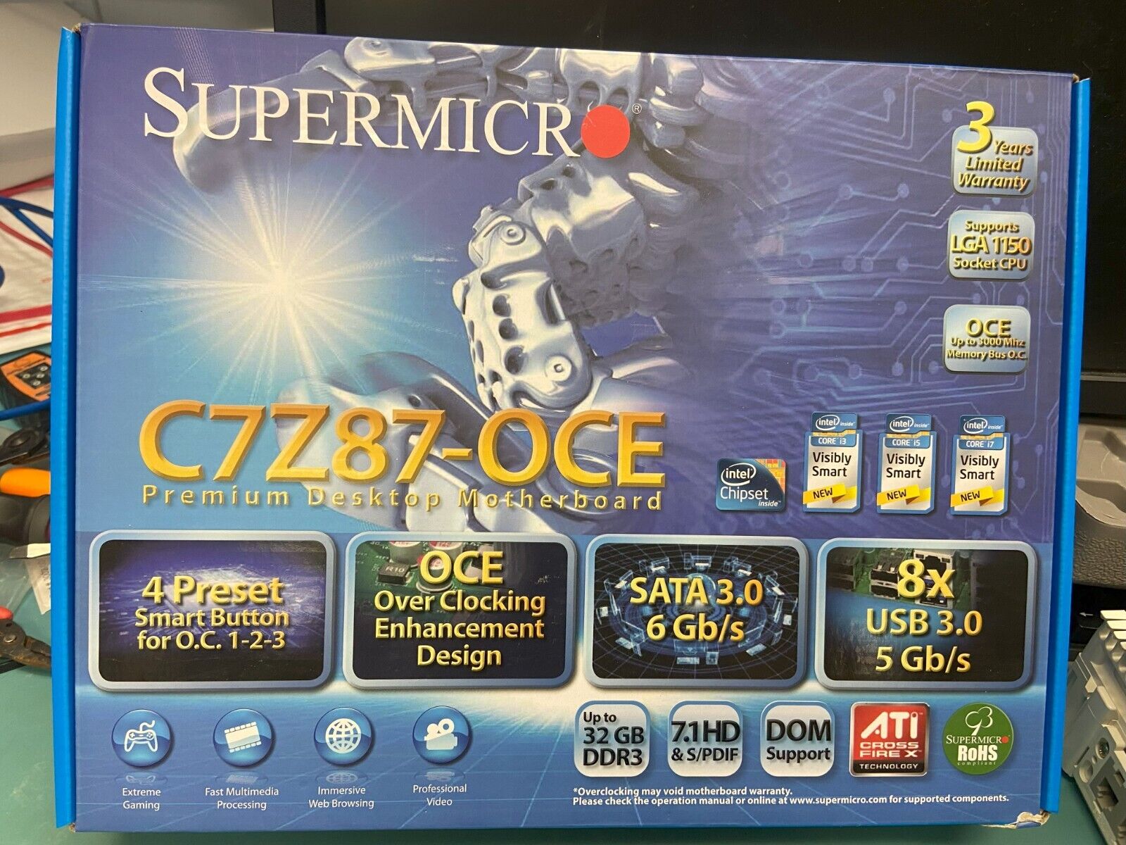 SuperMicro C7Z87-OCE Mother board, new in box (board only/no CPU)