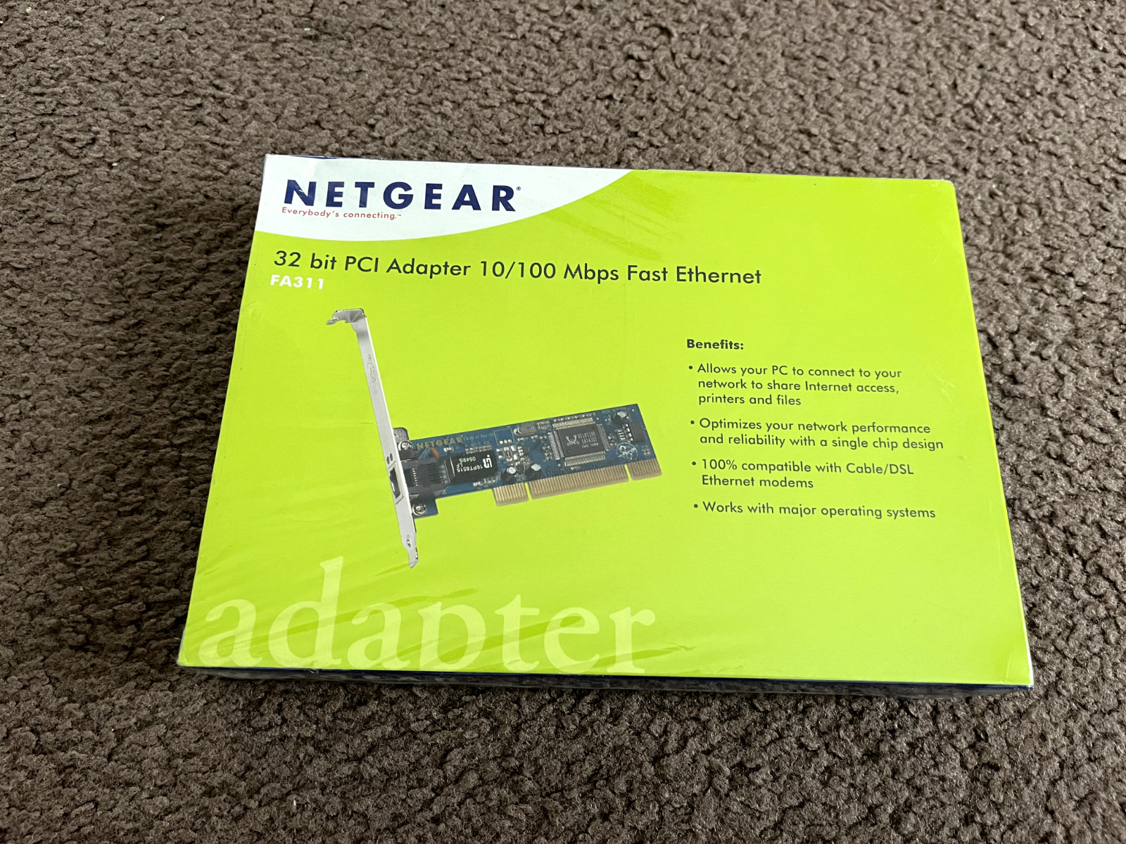 New Sealed Netgear 32 bit PCI Adapter FA311 10/100 Mbps Fast Ethernet