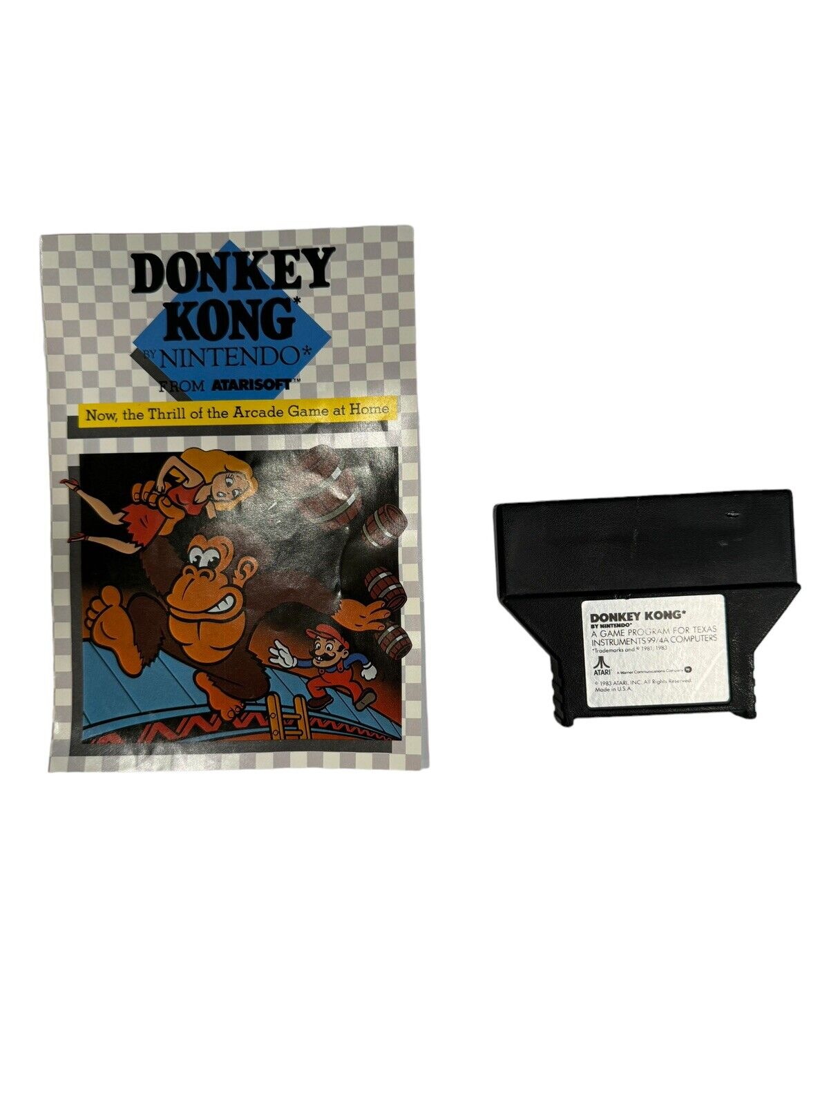 Atari DONKEY KONG Texas Instruments TI-99/4a Game W/ Manual Vintage 1983 Tested