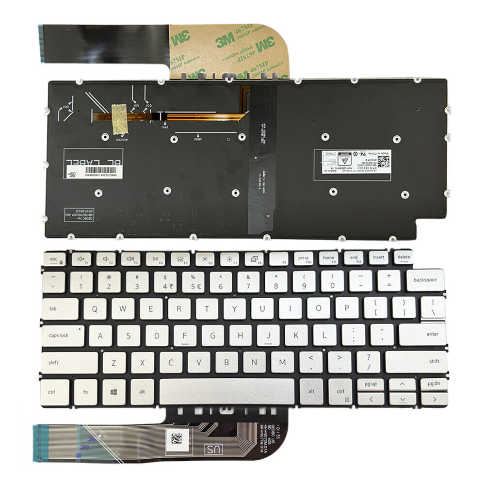 fit  DELL Latitude 3301 3410 Laptop Replacement Keyboards  Backlit US Silver hot
