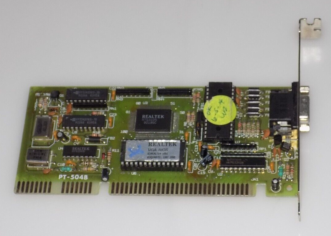 VINTAGE- Realtek PT-504B 16-bit ISA VGA video card PC AT