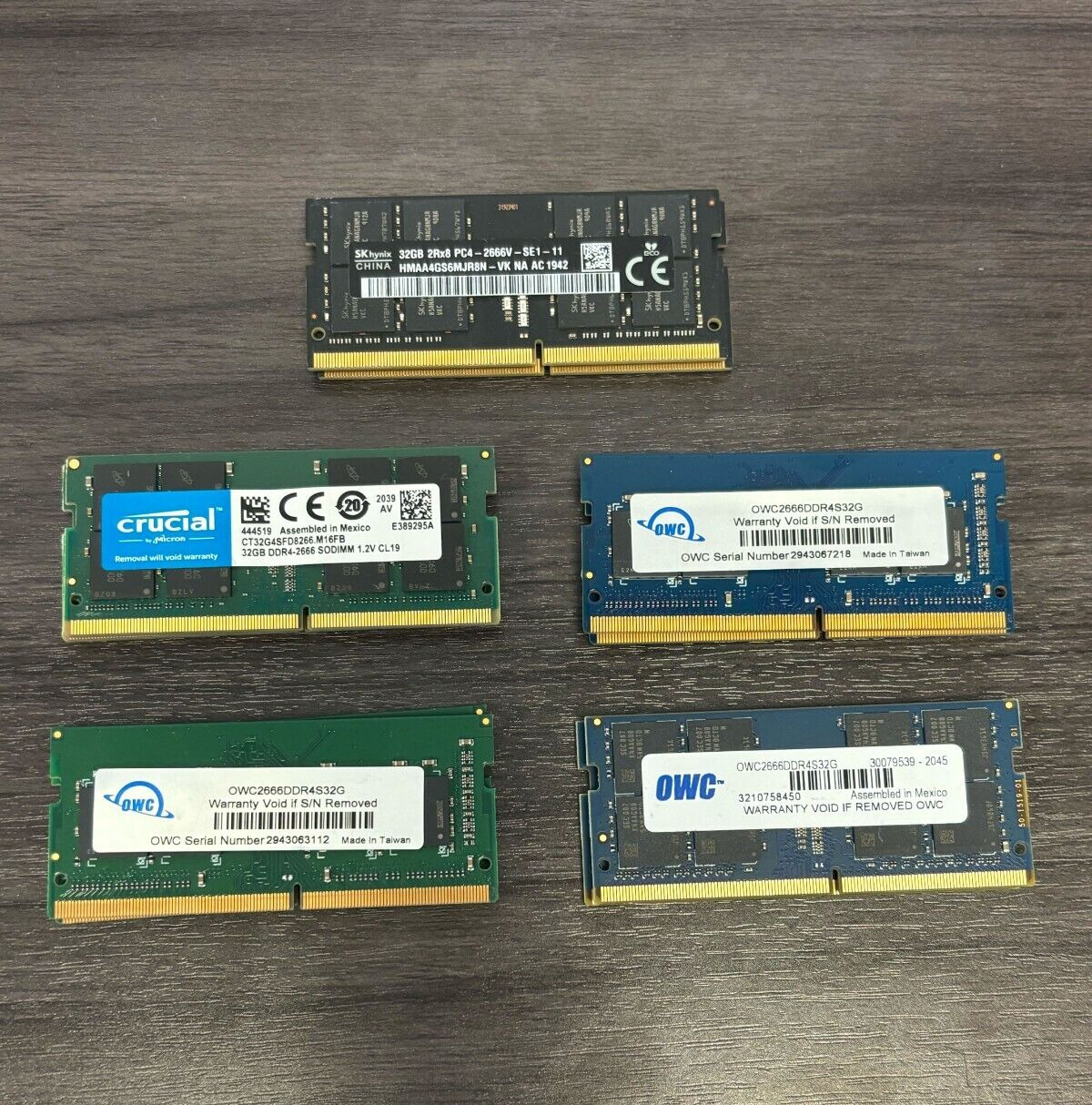 Lot of 2 32GB DDR4 2666 PC4-21300 SODIMM RAM Modules Mixed Brand