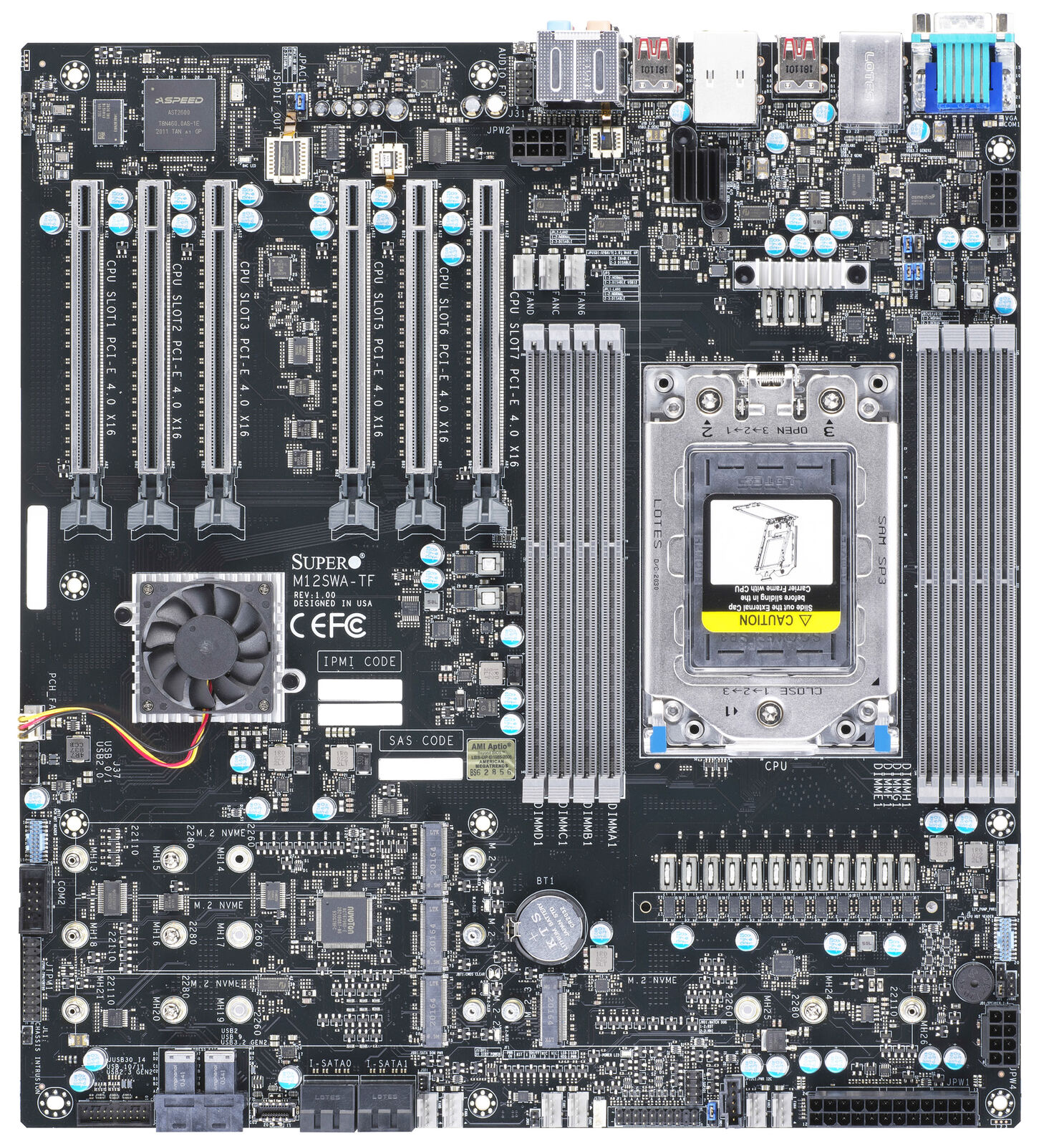 Supermicro Server Motherboard  M12SWA-TF SP3/eATX/1x1Gb retail - Mainboard E-ATX