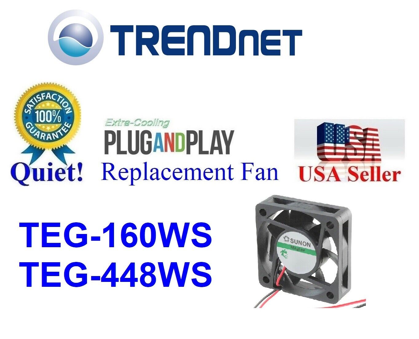 Quiet TRENDnet TEG-448WS Fan (1x New Fan) 15dBA Noise