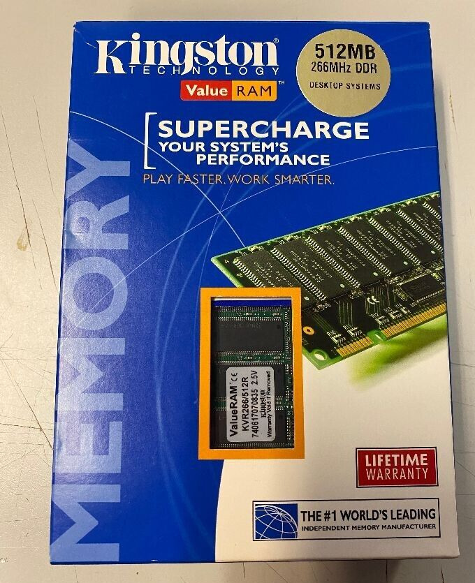 KVR266/512R Kingston 512MB PC2100 DDR-266MHz non-ECC Unbuffered CL2.5 184-Pin DI