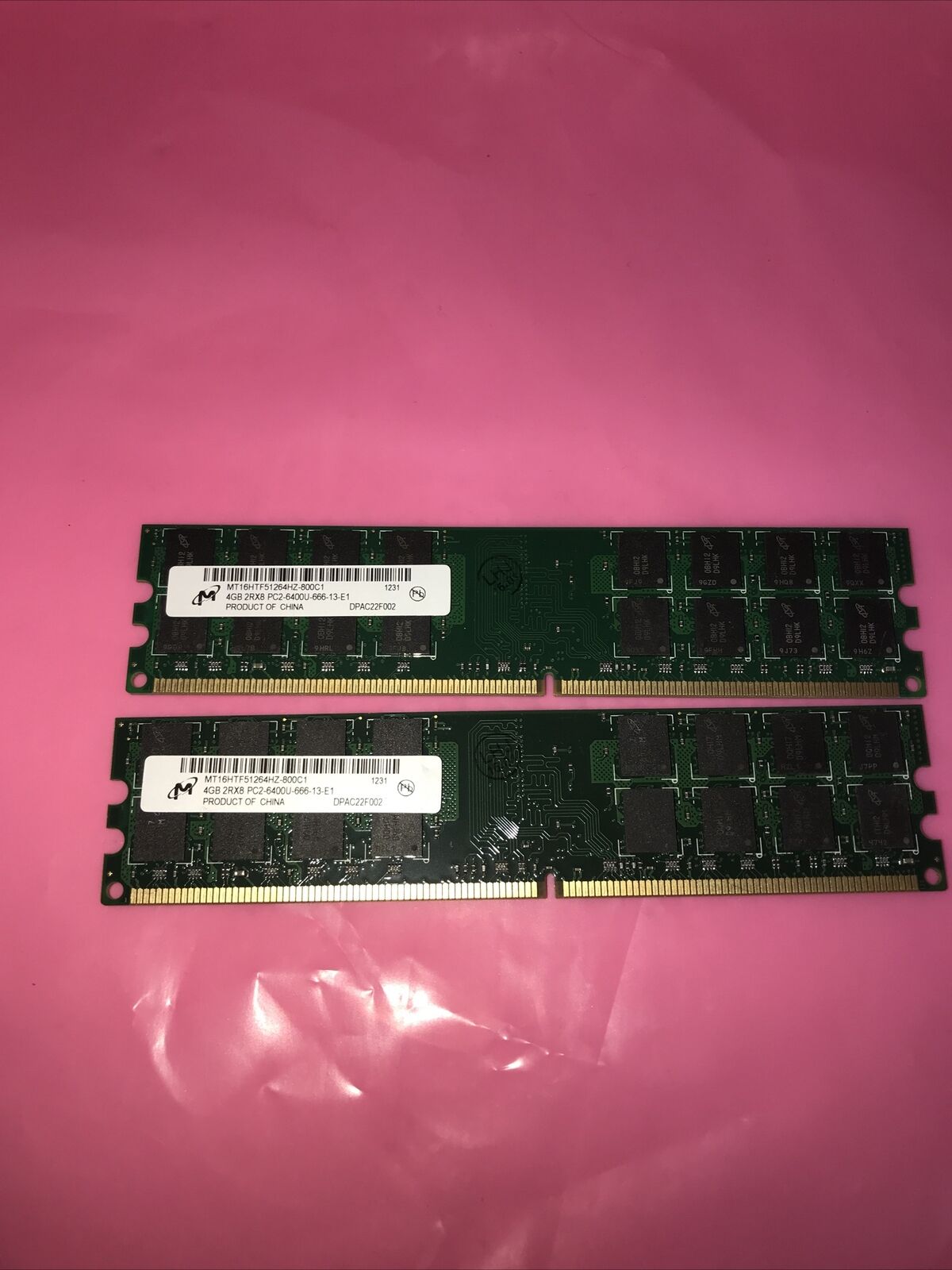 2 x 4GB Micron PC2-6400U-666 DDR2 800MHZ non-ecc desktop memory  (Rare)