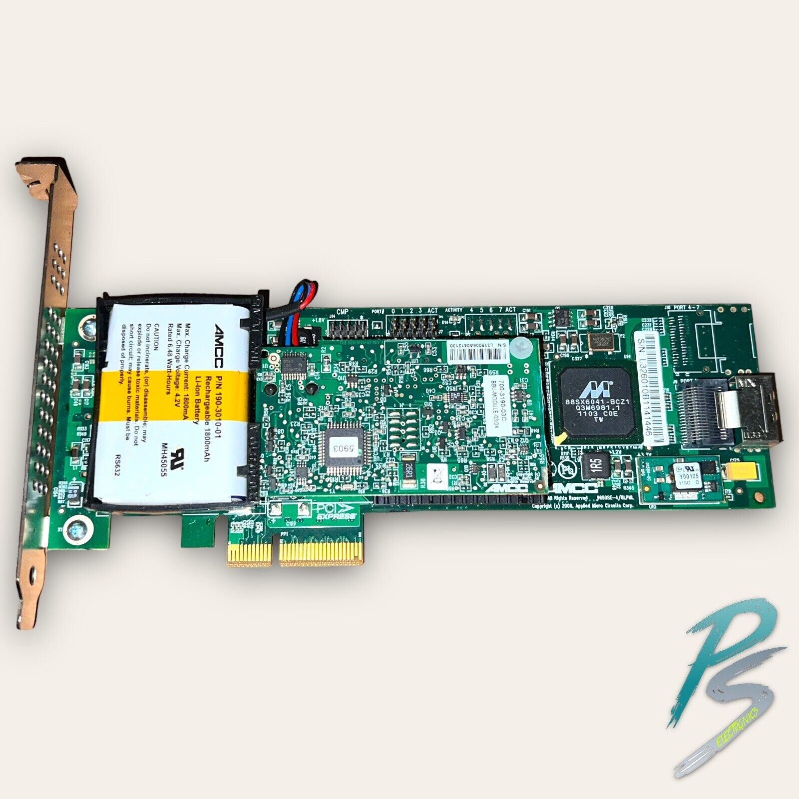 AMCC 3ware 9650SE-4/8LPML PCIe 4-Port SATA II Controller RAID Card + Battery