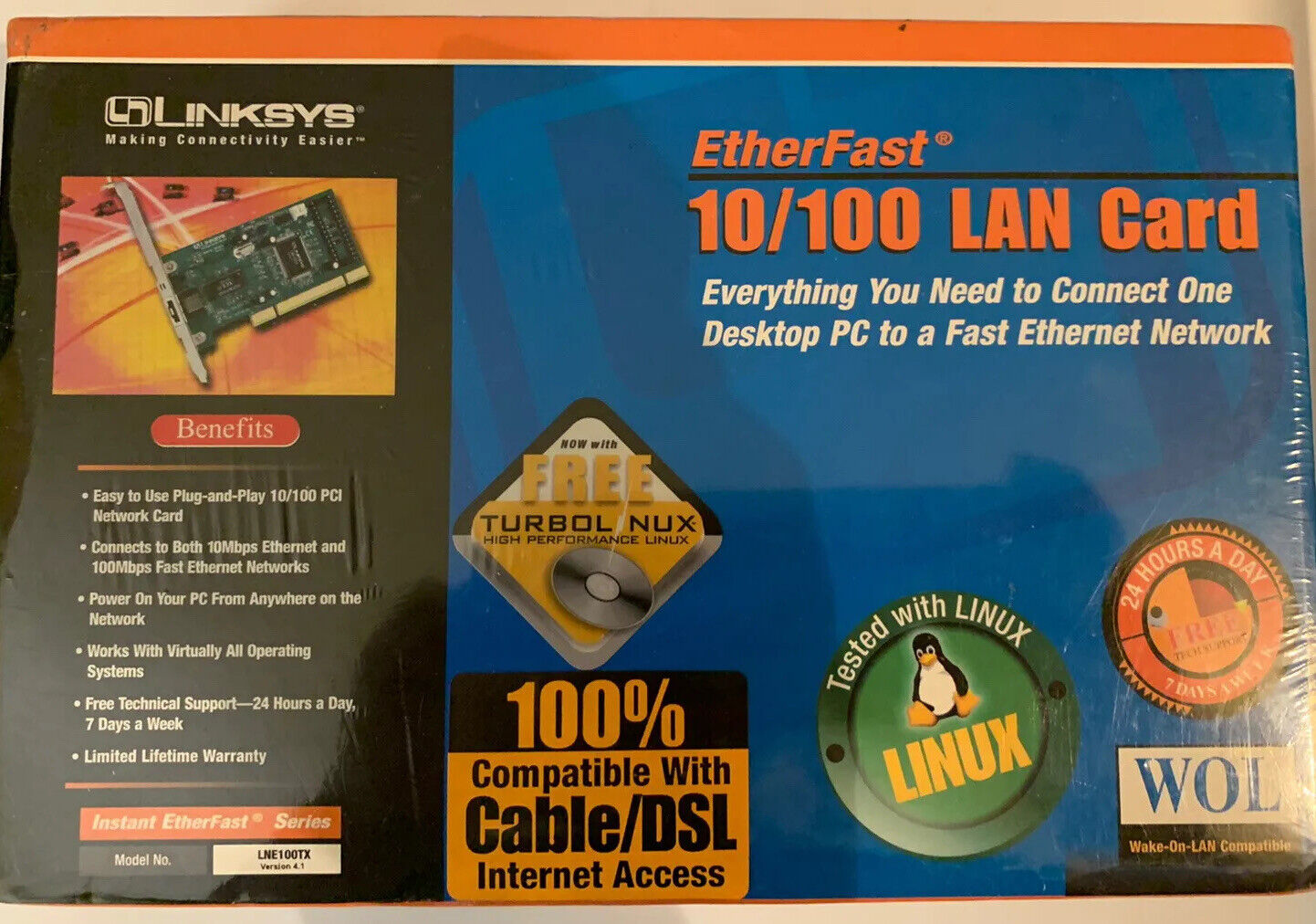 New LINKSYS EtherFast 10/100 LINKSYS LAN Card Instant EtherFast WOL sealed