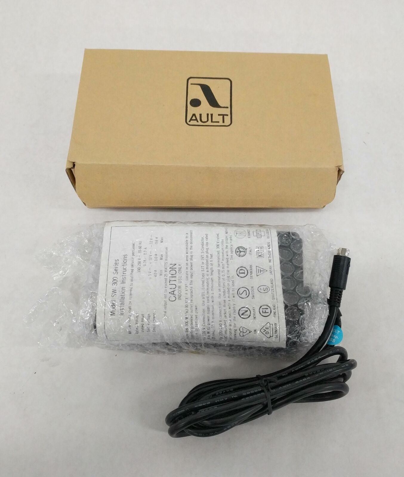 NEW Ault SW300 Power Supply Adapter Charger 5v/12v/-12V w/ 5-Pin DIN Connector