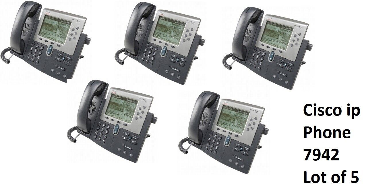 LOT OF 5 CISCO CP-7942 DISPLAY IP VOIP BUSINESS PHONE latest Firmware 7942