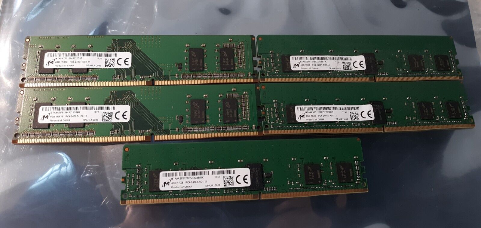 Lot of 5 Micron 4GB 1Rx8 PC4-2400T MTA9ASF51272PZ Memory RAM