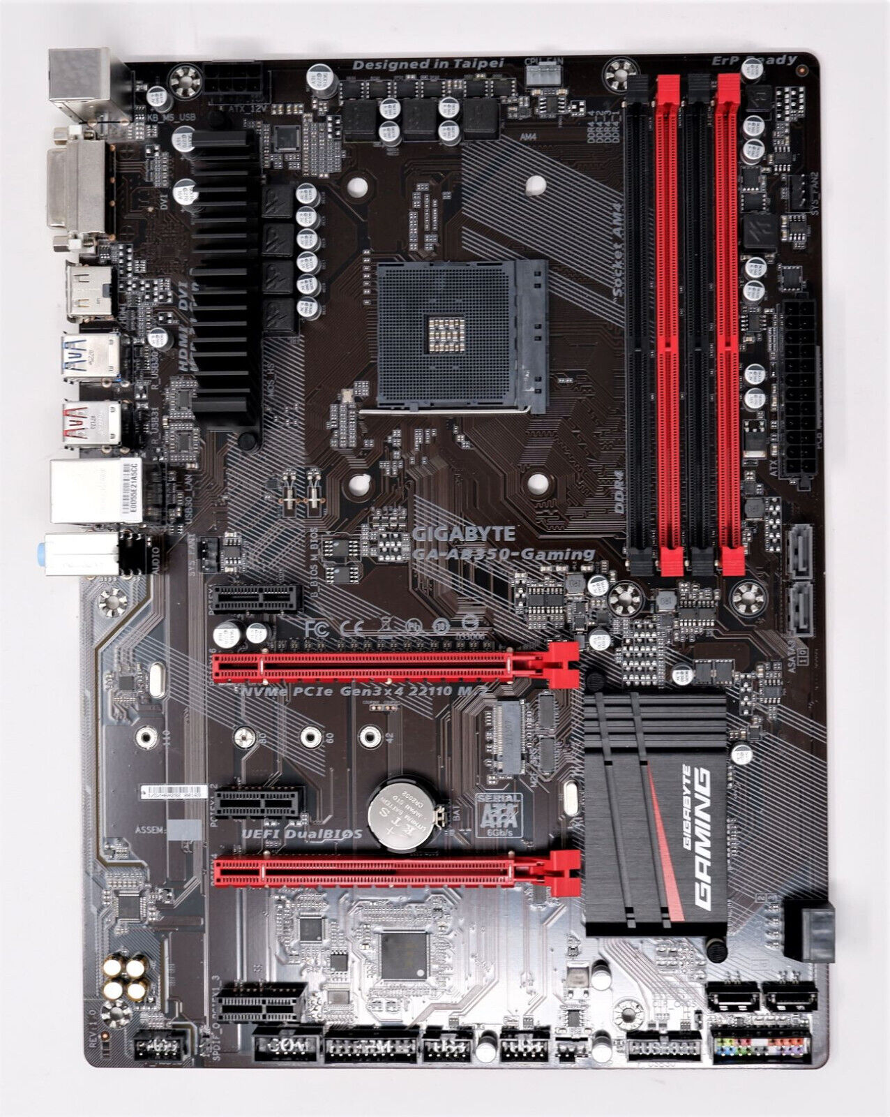 GIGABYTE GA-AB350-GAMING AM4 ATX VID LAN 8-USB PCI-E REV 1.0 BARE MOTHERBOARD