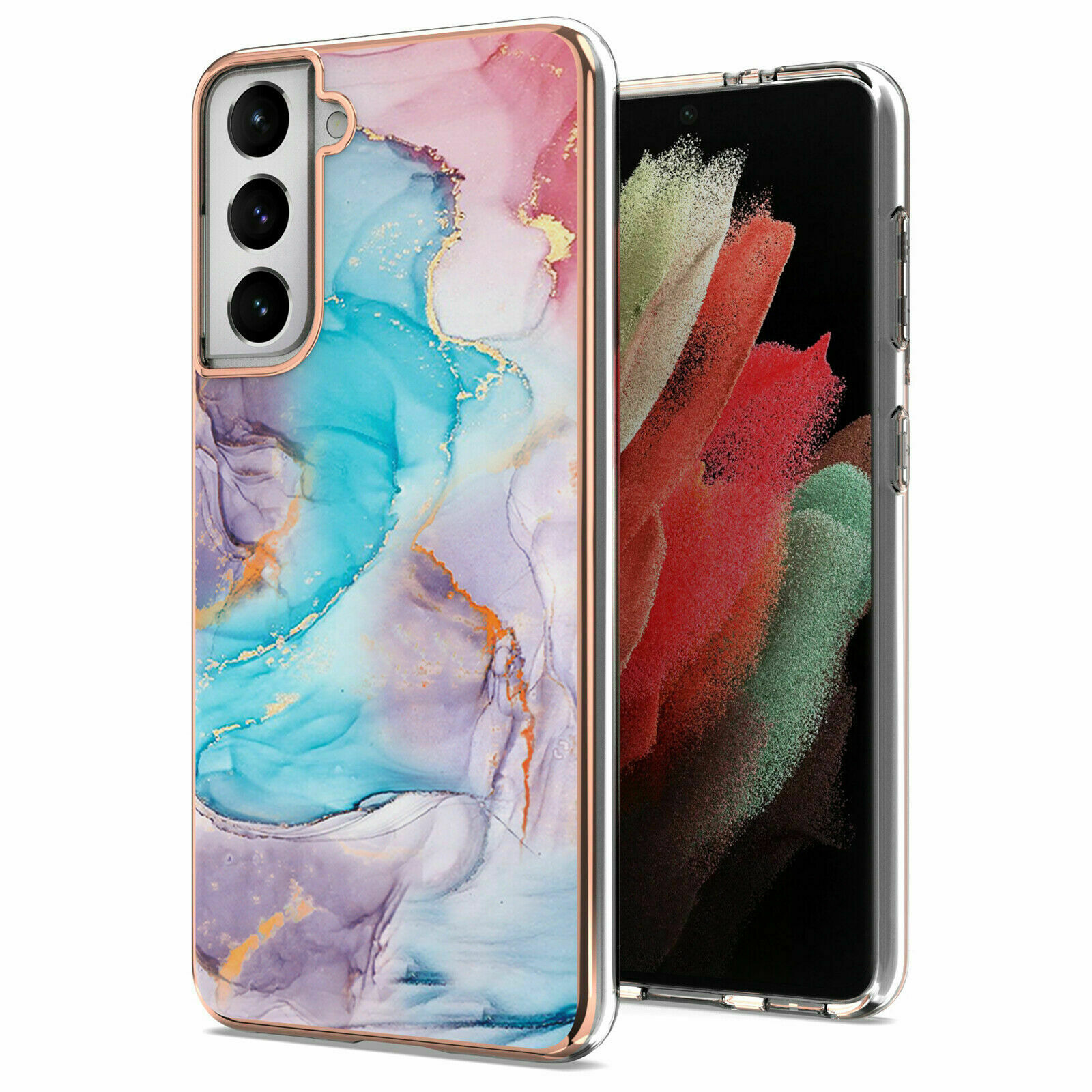 Bling Butterfly Marble Flower Protect Cover Case for S20 S21 Ultra S21 S20 FE 5G