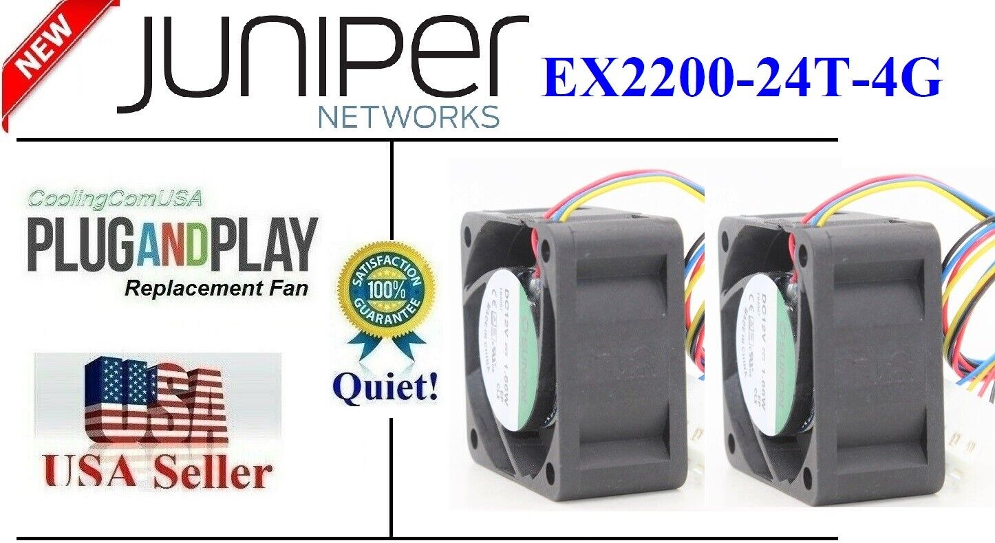 2x Quiet Replacement Fans for Juniper Networks EX2200-24T-4G