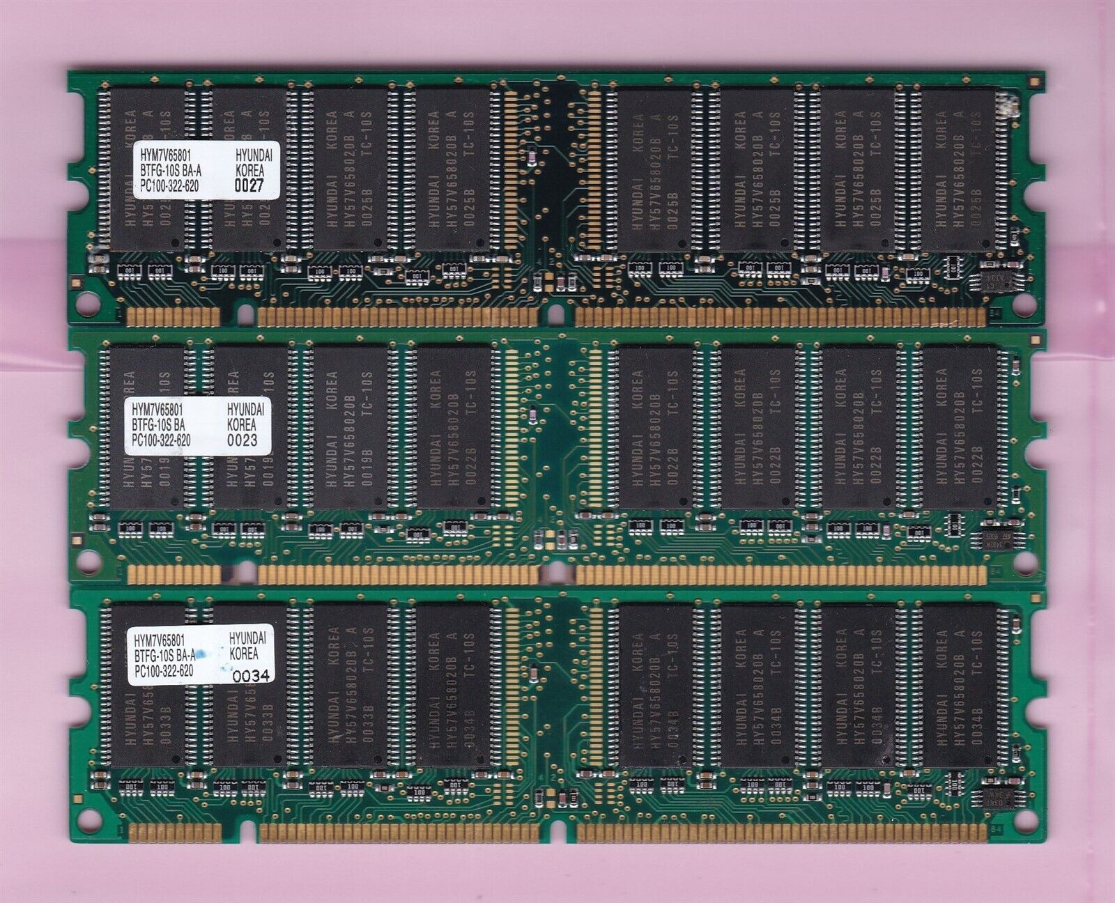 192MB 3x64MB PC-100 HYUNDAI HYM7V65801 BTFG-10S BA-A PC100 3.3V SDR Memory Kit