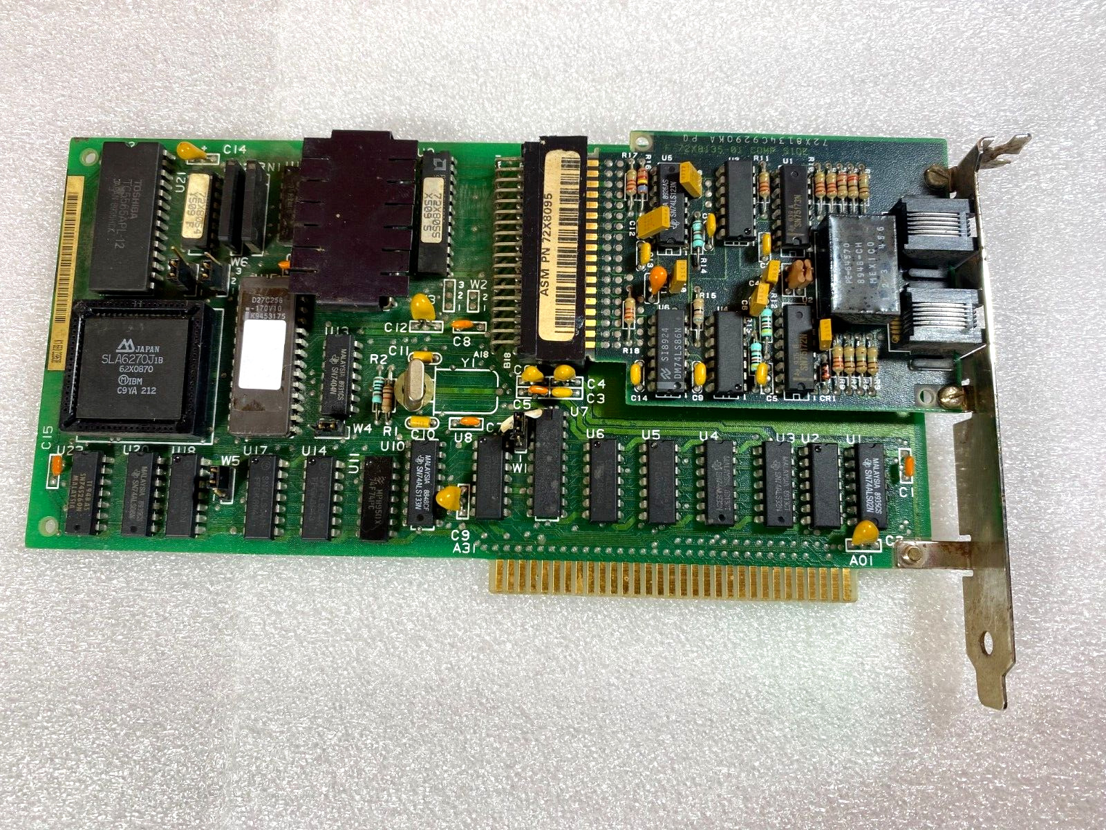 72X8017 - 1987 IBM 8-BIT ISA Baseline Network Card 2x RJ-11 PS2 853