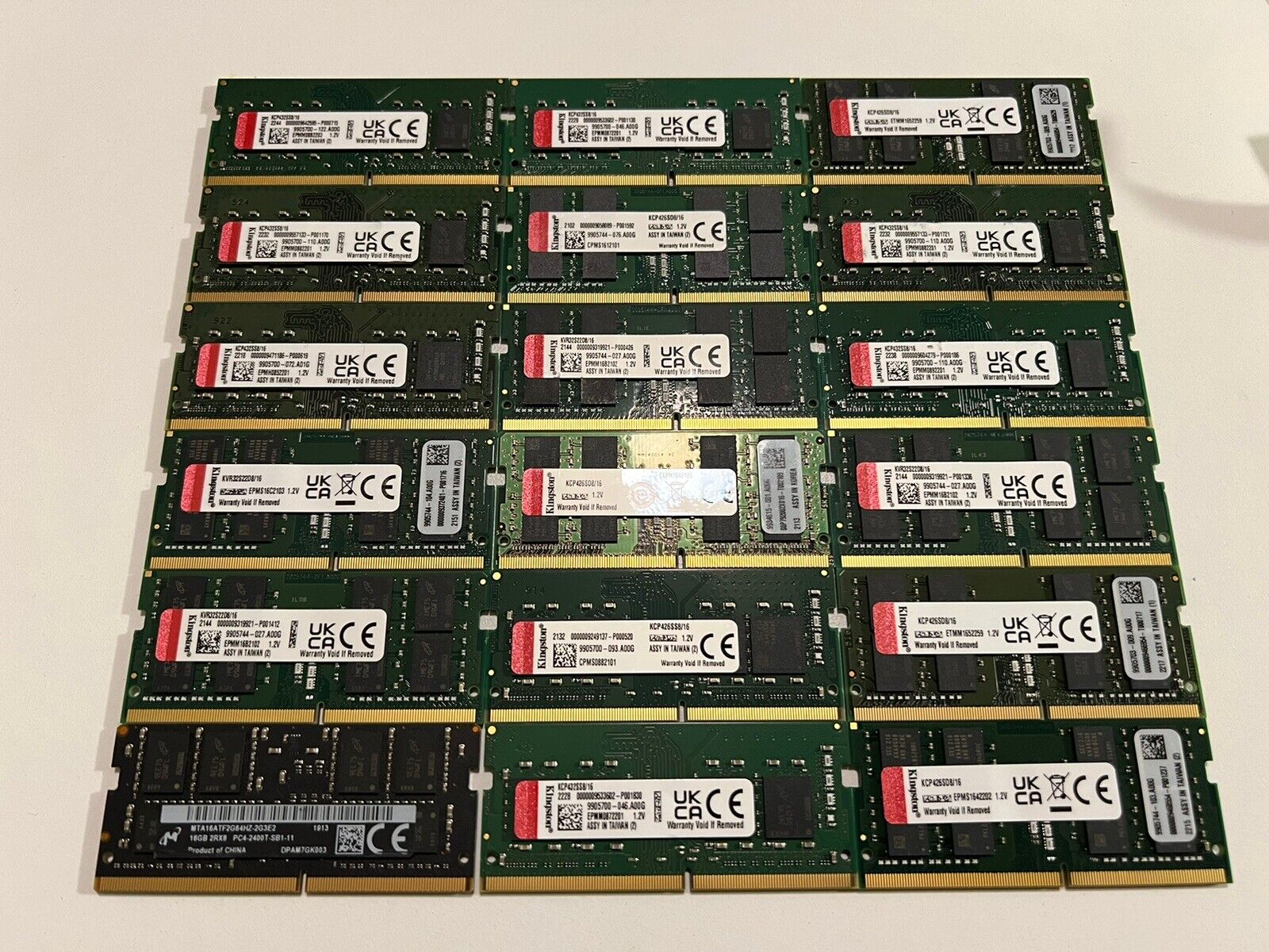 (Lot Of 18) 16gb ddr4 laptop memory