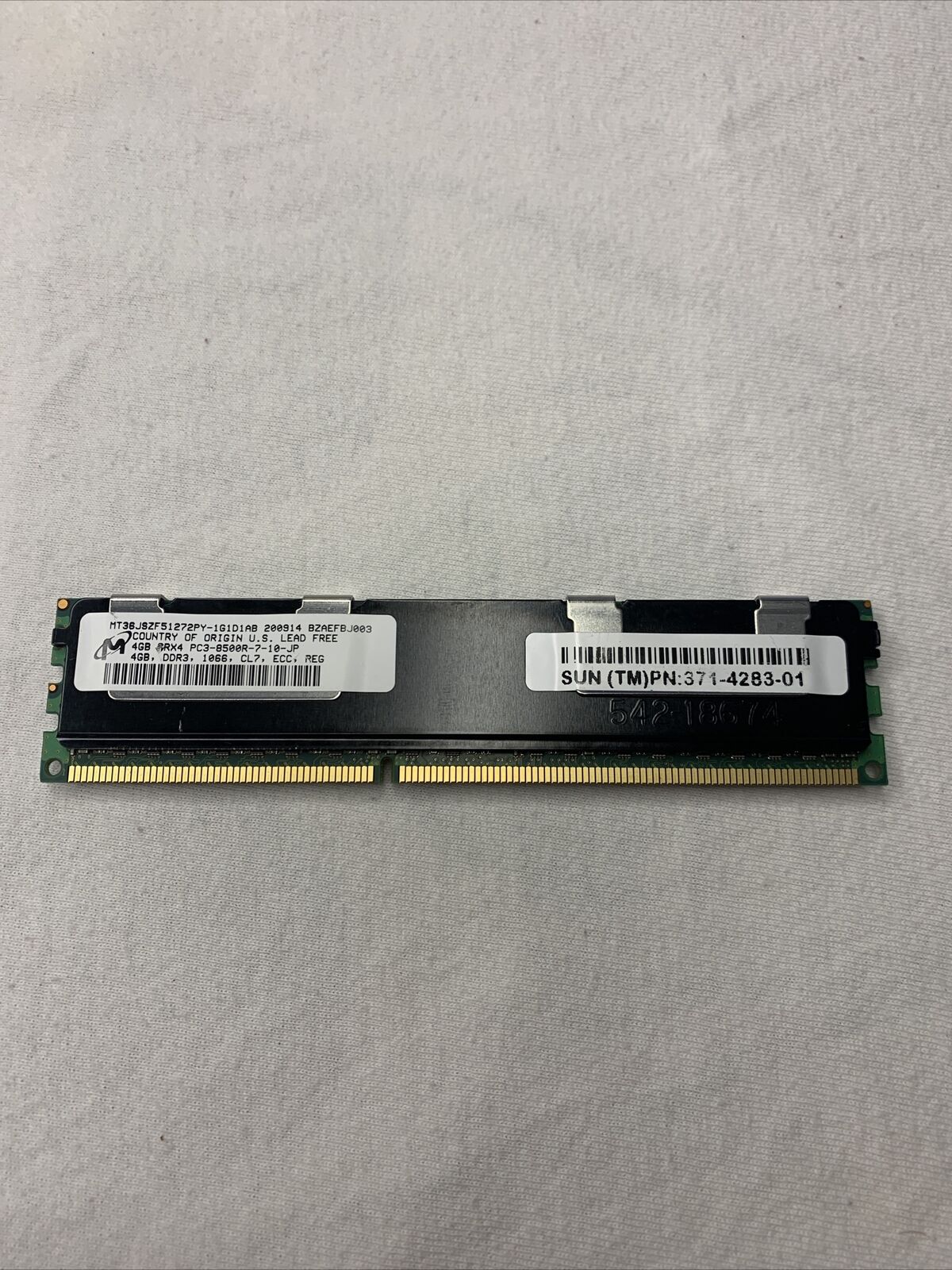 Sun 4GB PC3-8500 DDR3-1066MHz ECC Registered CL7 240-pin DIMM Dual Rank Memory 