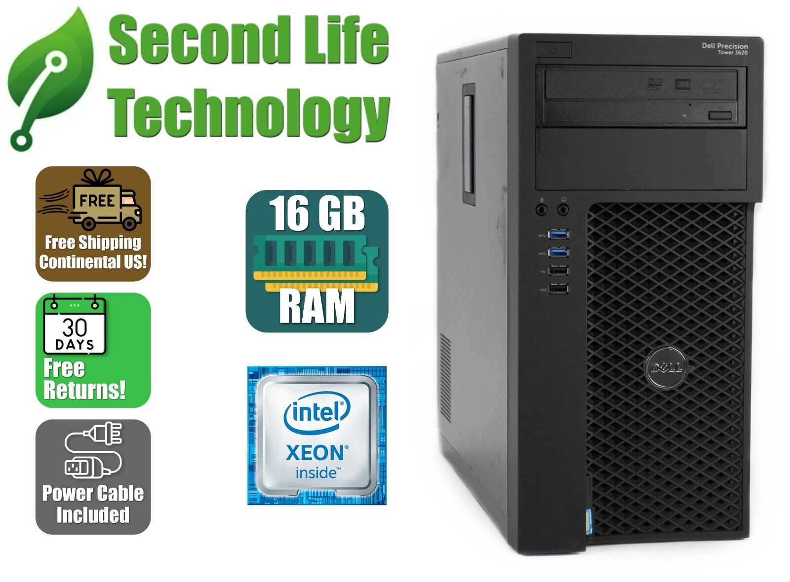Dell Precision 3620 MT Xeon E3-1245 V5 16GB RAM 128GB SSD & 2TB HDD Win10Pro