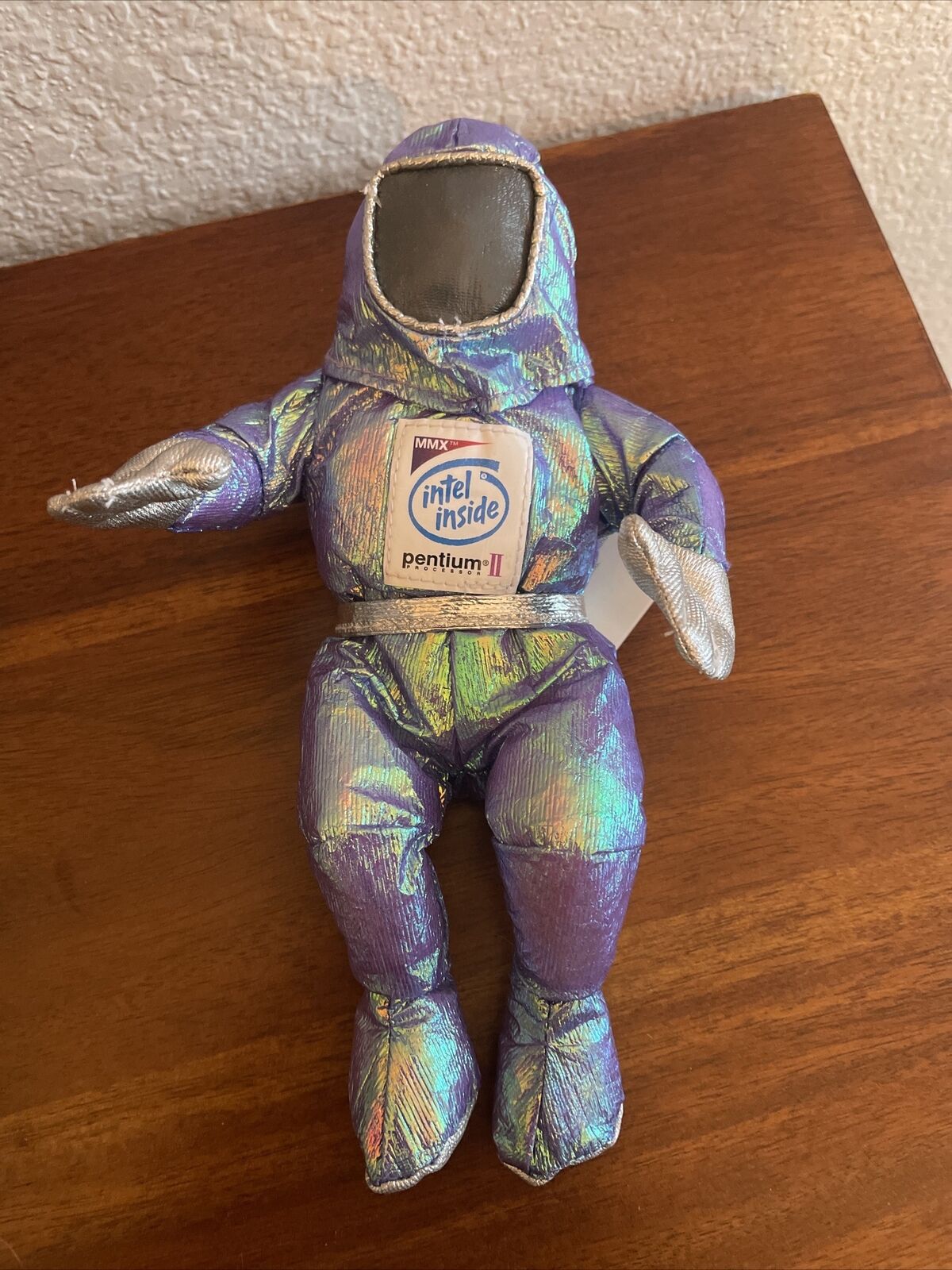 Vintage Metallic Purple Intel Inside Spaceman Astronaut Plush Doll Computer 1997